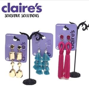 (3) Claire’s Boho Tassel Retro Dangle Earrings- L1